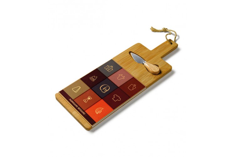 Tagliere in bamboo e ceramica con coltellino