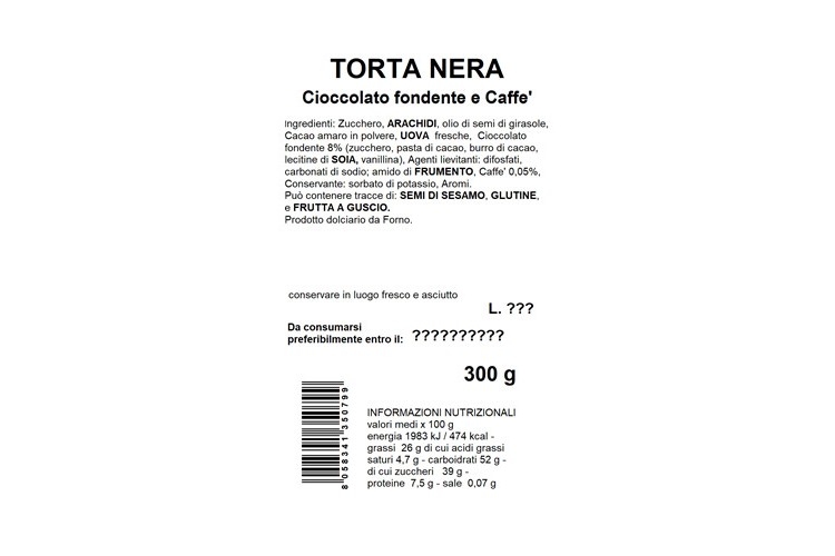 Torta Nera cioccolato fondente e caffè